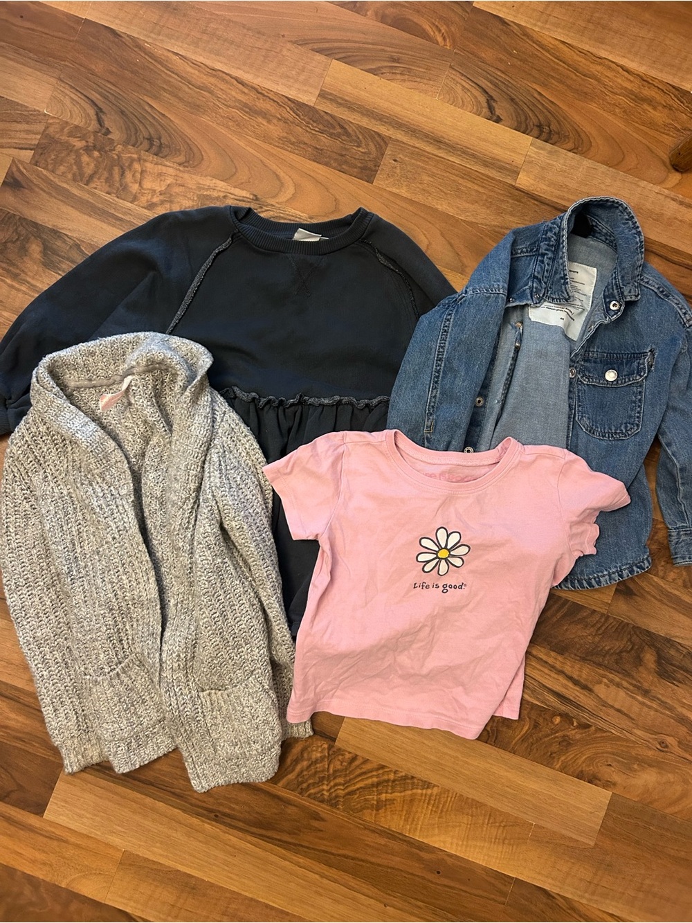 4T girls lot clothing bundle denim sweatshirt dress cardigan bundle